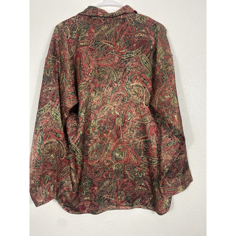 Victoria's Secret Vintage 90's Red Green Gold Paisley Night Shirt Size M - Picture 5 of 13